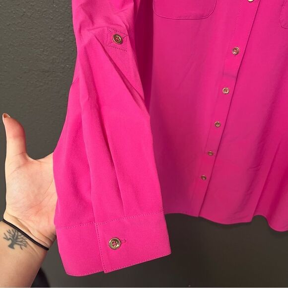 Denim & Co. Roll Tab Sleeve Button Front Soft Utility Tunic - Picture 9 of 13